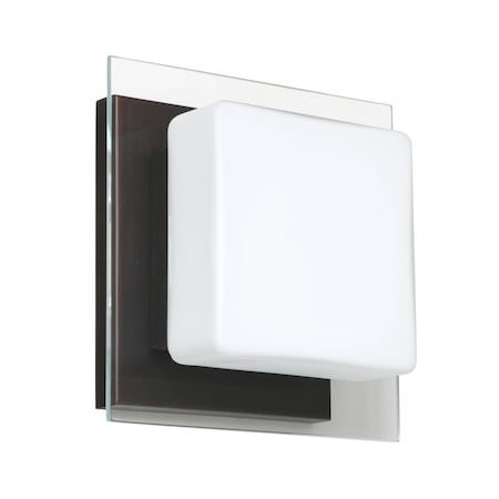 Besa Lighting Alex Mini Sconce, Opal/Clear, Bronze Finish, 1x5W LED 1WS-773539-LED-BR